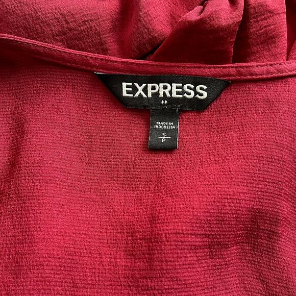 Express Red/Wine Wrap Peplum Top with Waist Tie Size S - Picture 4 of 10